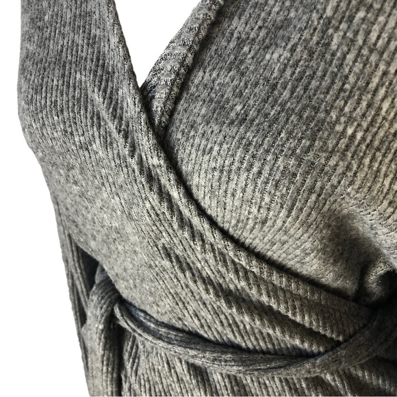 Topshop Front Wrap Sweater Women 14 Gray Heather Double Wrap Ties Long Sleeve - Picture 2 of 10